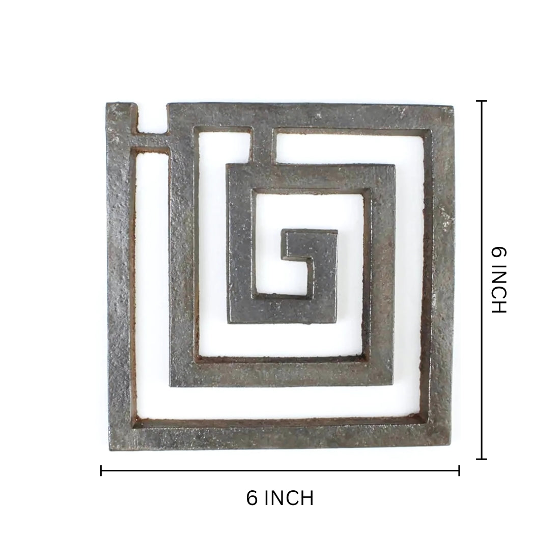 Iron square spiral helix dimension graphic showing the 6-inch option