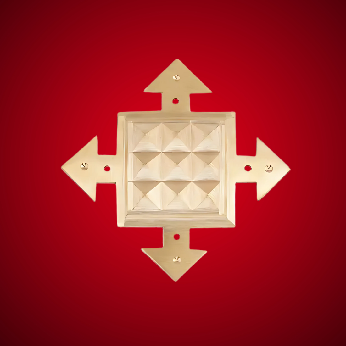 Brass Arrow Pyramid Plate – Vastu Remedy for South Direction Correction | Energy Flow Support | 4 x 4 Inch | ~350 g