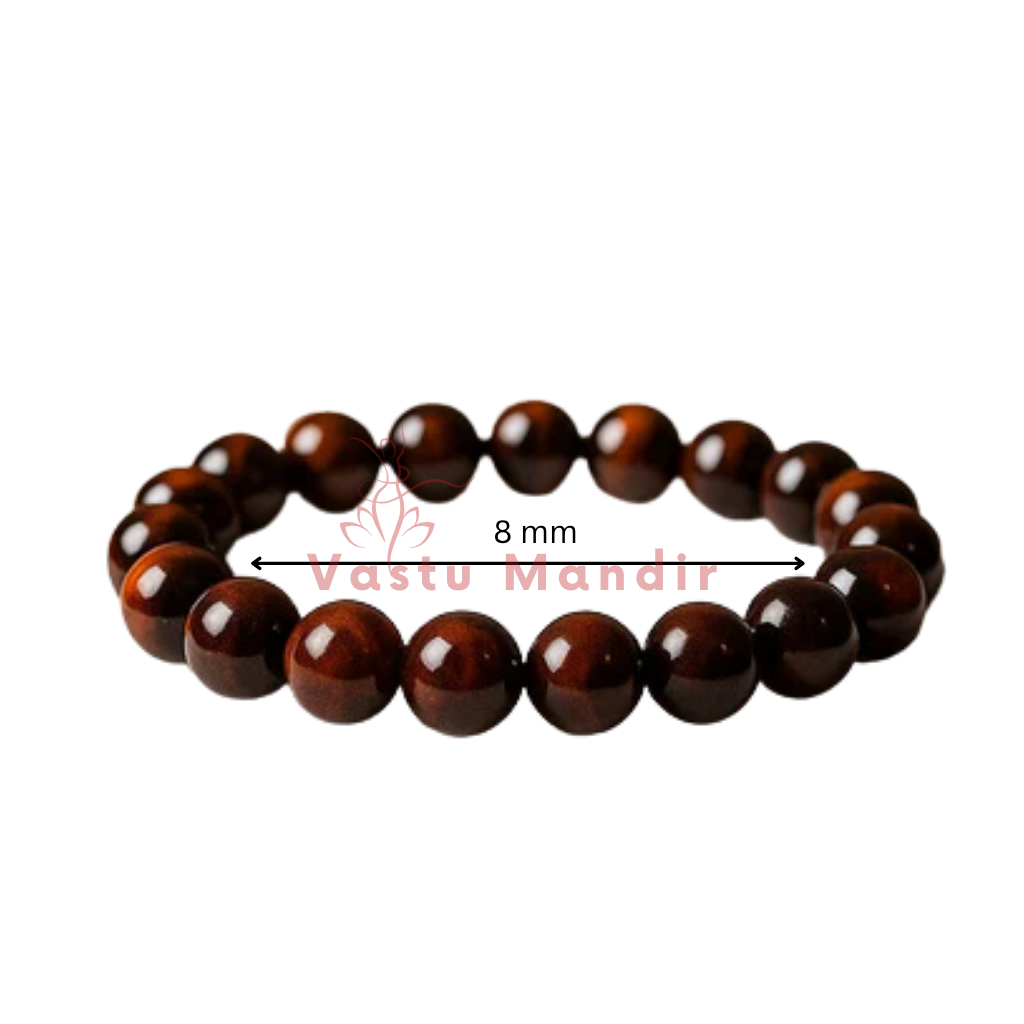 Natural Red Tiger Eye Crystal Bracelet – Vastu Remedy for Strength & Grounding | 8mm Beads