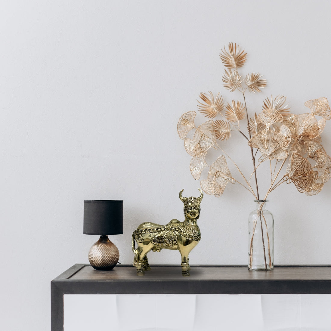 vastu mandir kamdhenu cow, vastu mandir brass Kamdhenu cow, vastu mandir brass idol, brass items, home decor, table showpiece