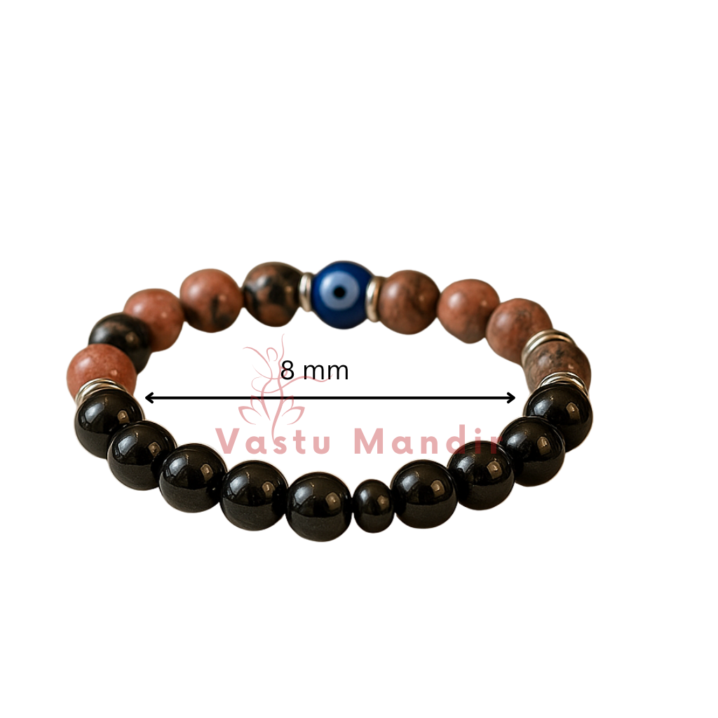 Scorpio Zodiac Crystal Bracelet – Vastu Remedy for Transformation with Rhodonite & Obsidian | 8mm Beads