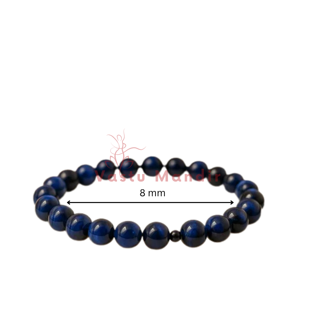 Natural Blue Tiger Eye Crystal Bracelet – Vastu Remedy for Focus & Intuitive Insight | 8mm Beads