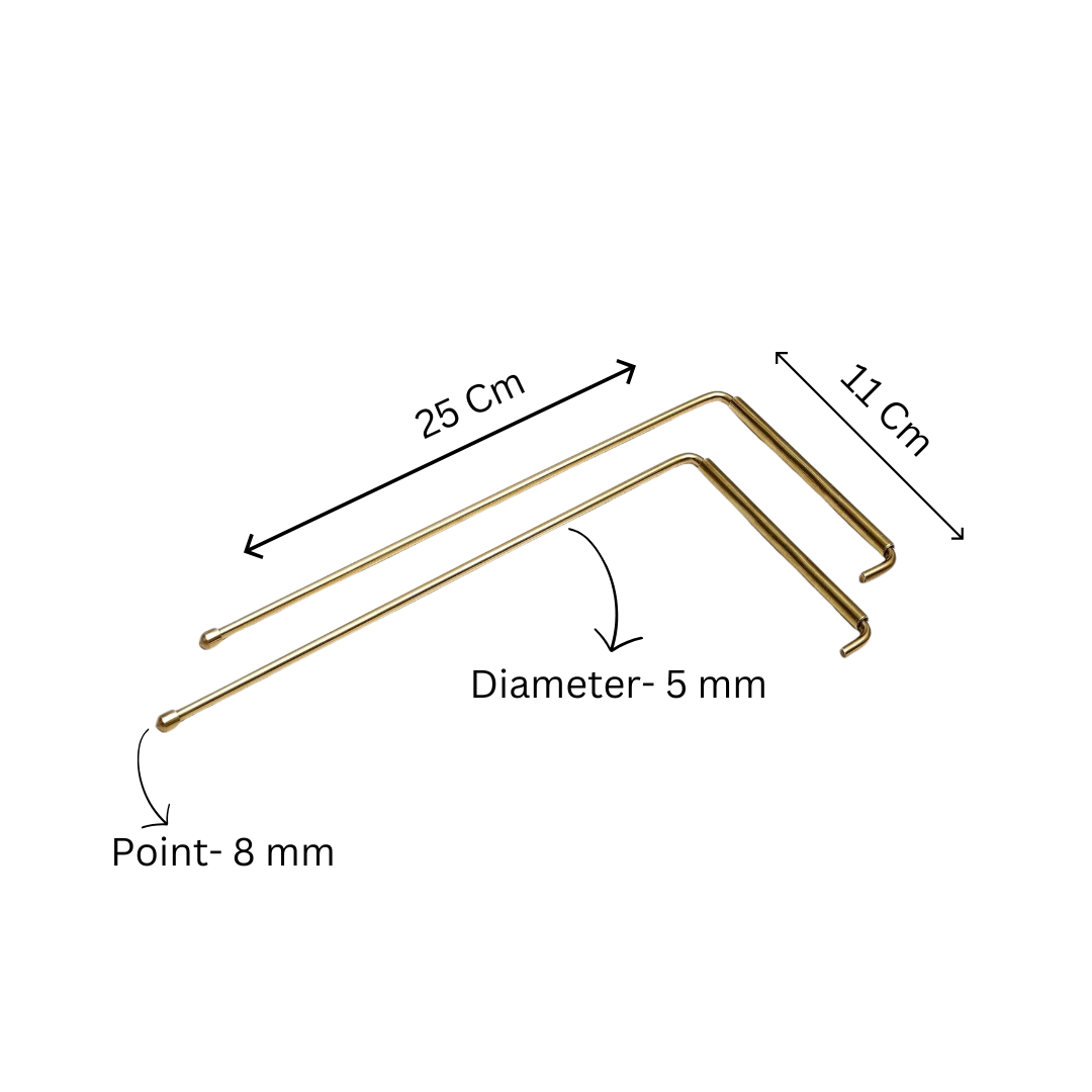 Brass L-Shape Dowsing Rod Pair – Vastu Remedy for Aura Scanning without Metal Handle | Ideal for Feng Shui Detection | 25 x 11 cm | 5 mm Thick