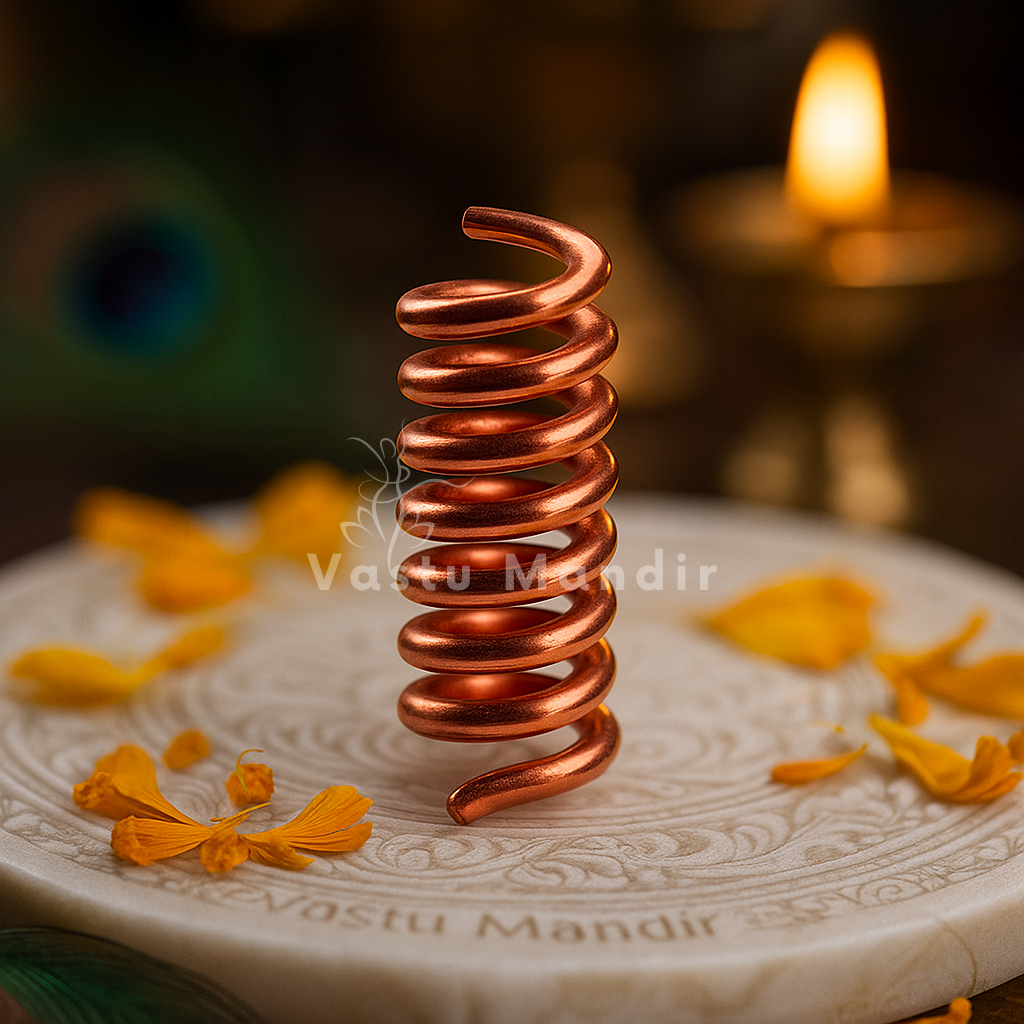 Premium Copper Vastu Spring Remedy Clockwise Anticlockwise for Fire Element Balancing, South Direction Vastu Remedies & Polarity Change in Floor Embedding, Kitchen Areas & Wealth Corners by Vastu Mandir