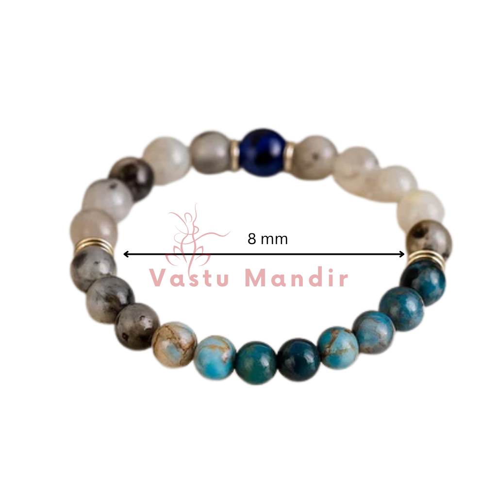 Gemini Zodiac Healing Bracelet 8mm — Apatite & Rutilated Quartz, Vastu Remedy for Clarity