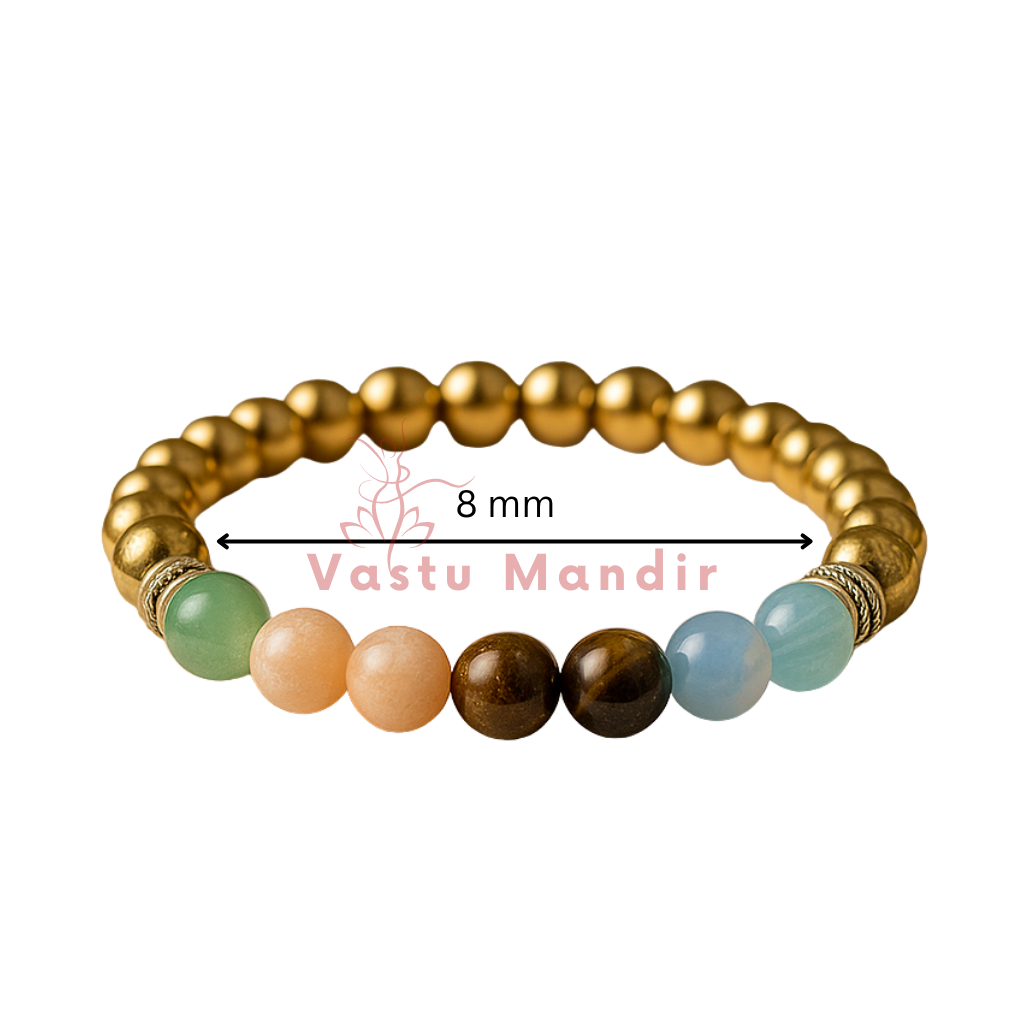Career Success Crystal Bracelet – Vastu Remedy for Focus & Opportunity with Tiger Eye, Citrine & Green Aventurine | 8mm Beads
