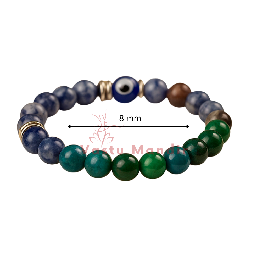 Pisces Zodiac Healing Bracelet 8mm — Sodalite & Chrysocolla Vastu Remedy for Intuition