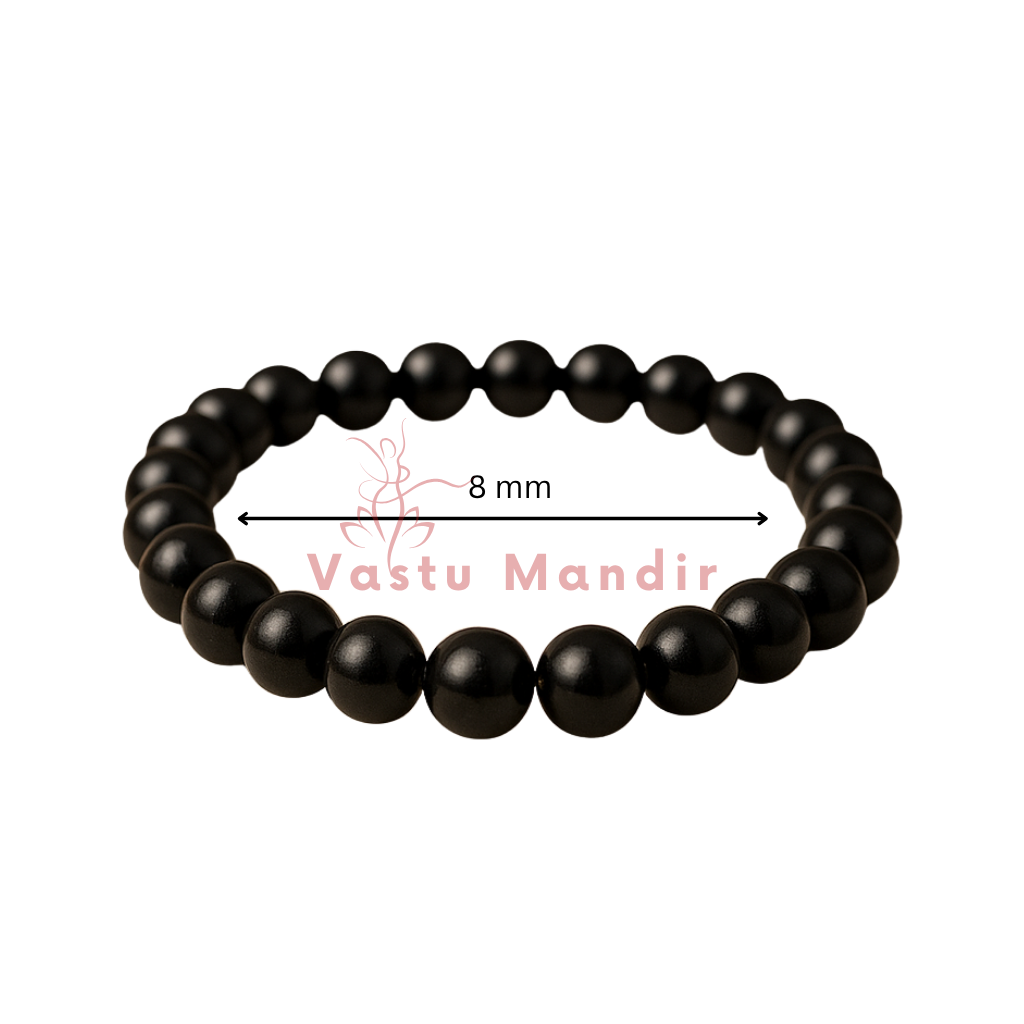 Black Tourmaline Hydro Crystal Bracelet – Vastu Remedy for Grounding & EMF Protection | 8mm Beads