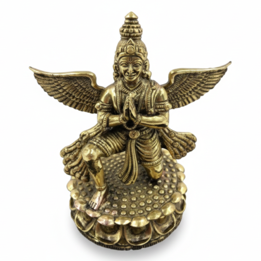 Garud Dev Brass Idol by Vastu Mandir on a white background