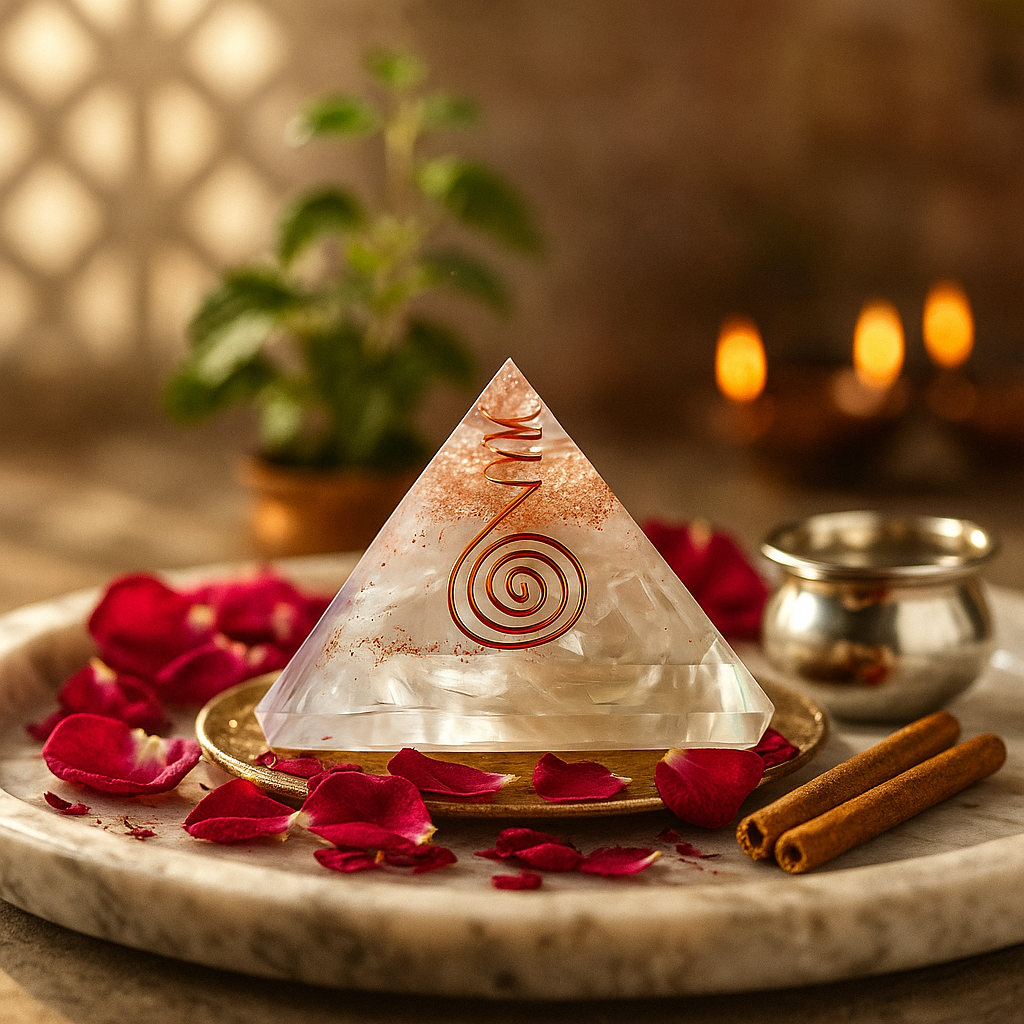 Natural Selenite Crystal Pyramid Vastu Remedy for Energy Cleansing, Crystal Charging, Crown Chakra Healing and Space Purification for Meditation, Reiki and Home Decor | 6.5 cm | 100 gm