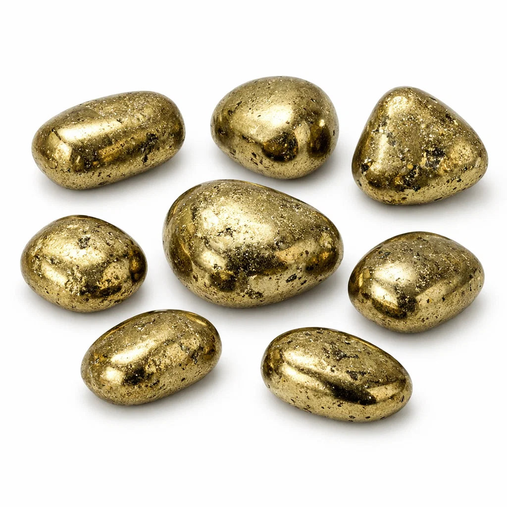 Golden Pyrite Tumbled Stones – Vastu Remedy for Wealth Magnetism & Abundance | Ideal for Cash Boxes & Lockers | 100g / 500g / 1kg
