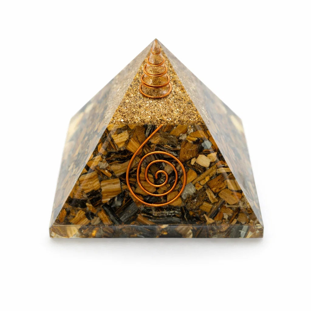 Tiger Eye Pyramid Vastu Remedy for Decision Making, Self Confidence and Professional Growth for Office Desk, Career Support and Leadership Focus | 6.5 cm | 130 g