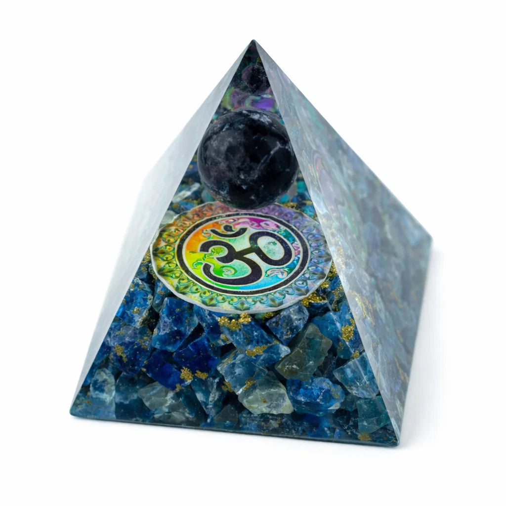 Lapis Lazuli Ball (Sphere) Orgonite Pyramid Vastu Remedy for North East Dosh Correction, Communication Flow and Mental Clarity for Home and Office Placement | 6.5 cm | 130 g