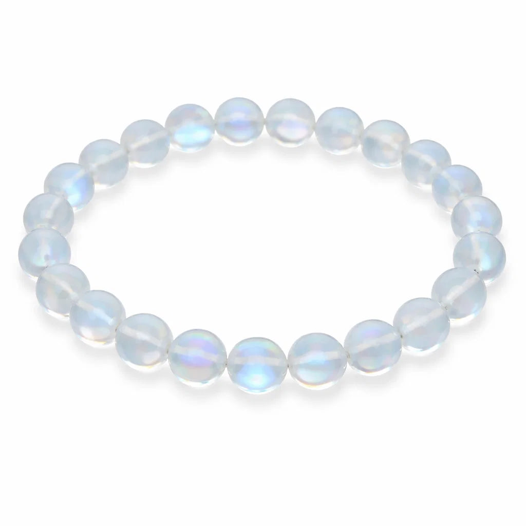 Natural White Aura Quartz Crystal Bracelet – Vastu Remedy for Calm & Aura Purification | 8mm Beads