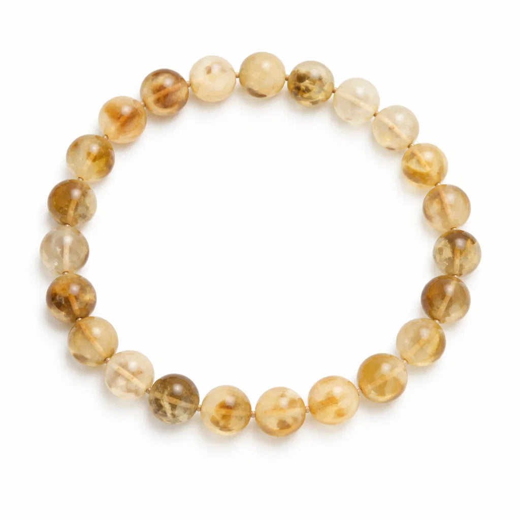 Natural Citrine Crystal Bracelet – Vastu Remedy for Confidence & Mental Clarity | 8mm Beads