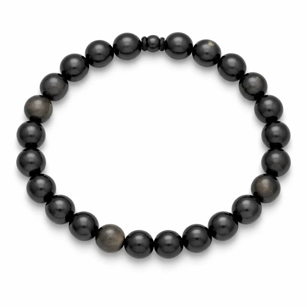 Premium Golden Sheen Obsidian 8mm Bead Bracelet, Vastu Remedy for Protection, Grounding & Willpower — Natural Black-Gold Crystal Mala