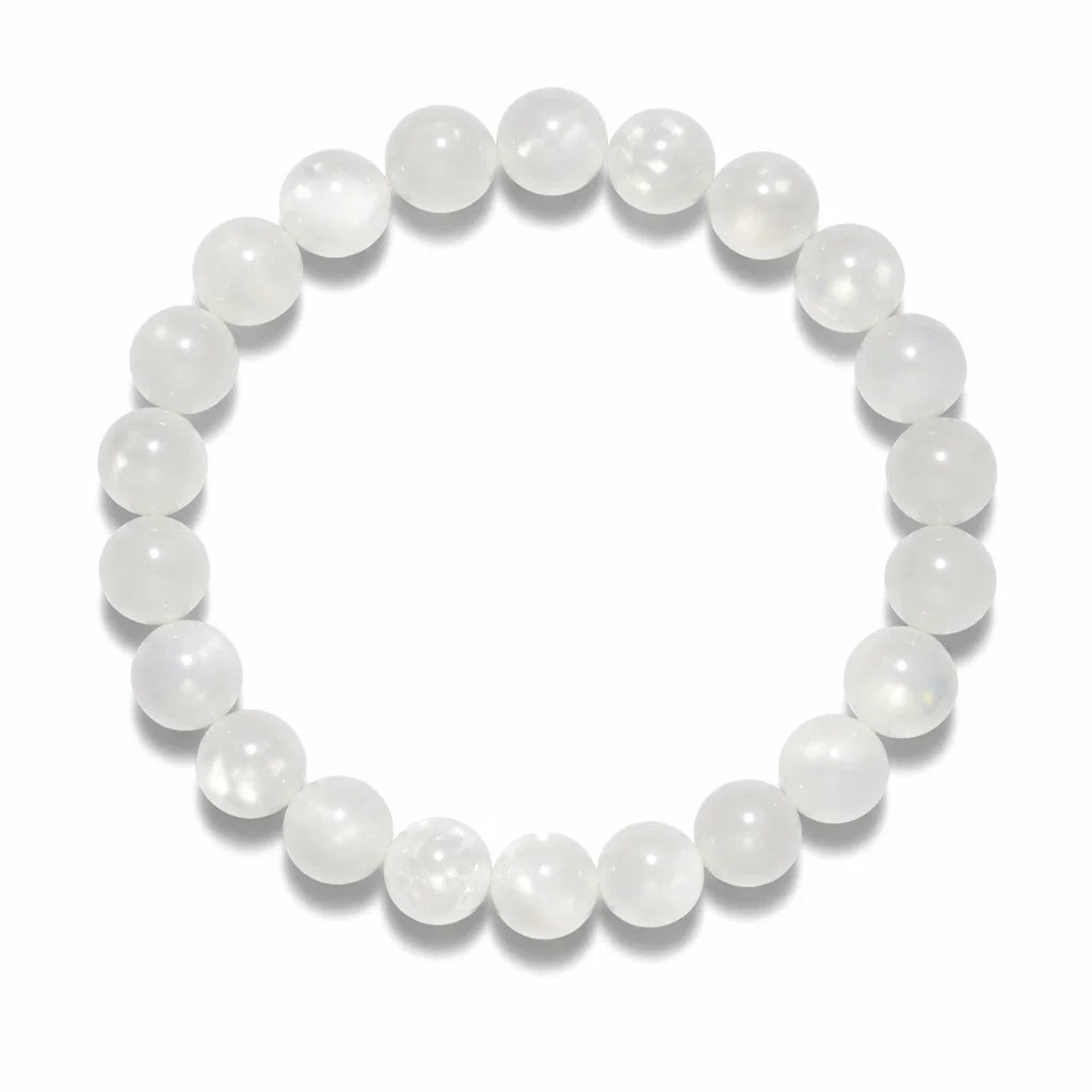 Natural Rainbow Moonstone Crystal Bracelet – Vastu Remedy for Calm, Clarity & Feminine Protection | 8mm Beads