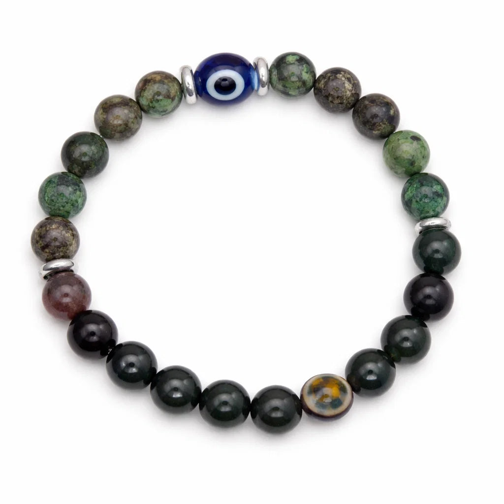 Libra Zodiac Healing Bracelet 8mm — Authentic Turquoise & Black Tourmaline, Vastu Remedy for Harmony & Decision-Making