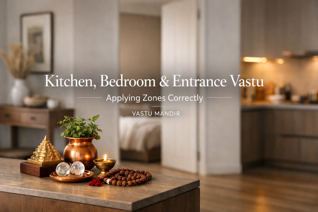 Modern home layout showing kitchen bedroom and entrance zones aligned as per Vastu