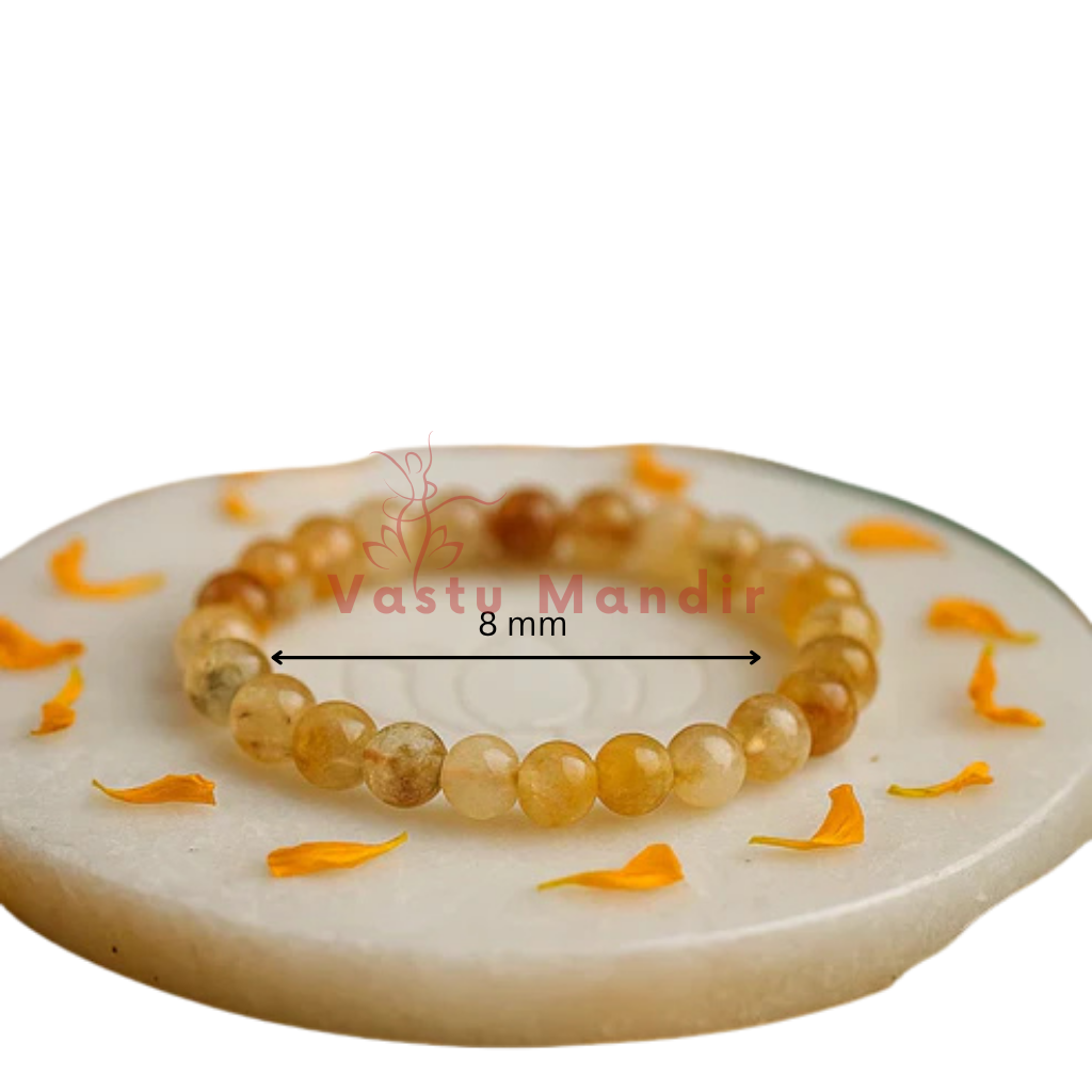 Premium Citrine 8mm Bead Bracelet Vastu Remedy for Confidence & Clarity