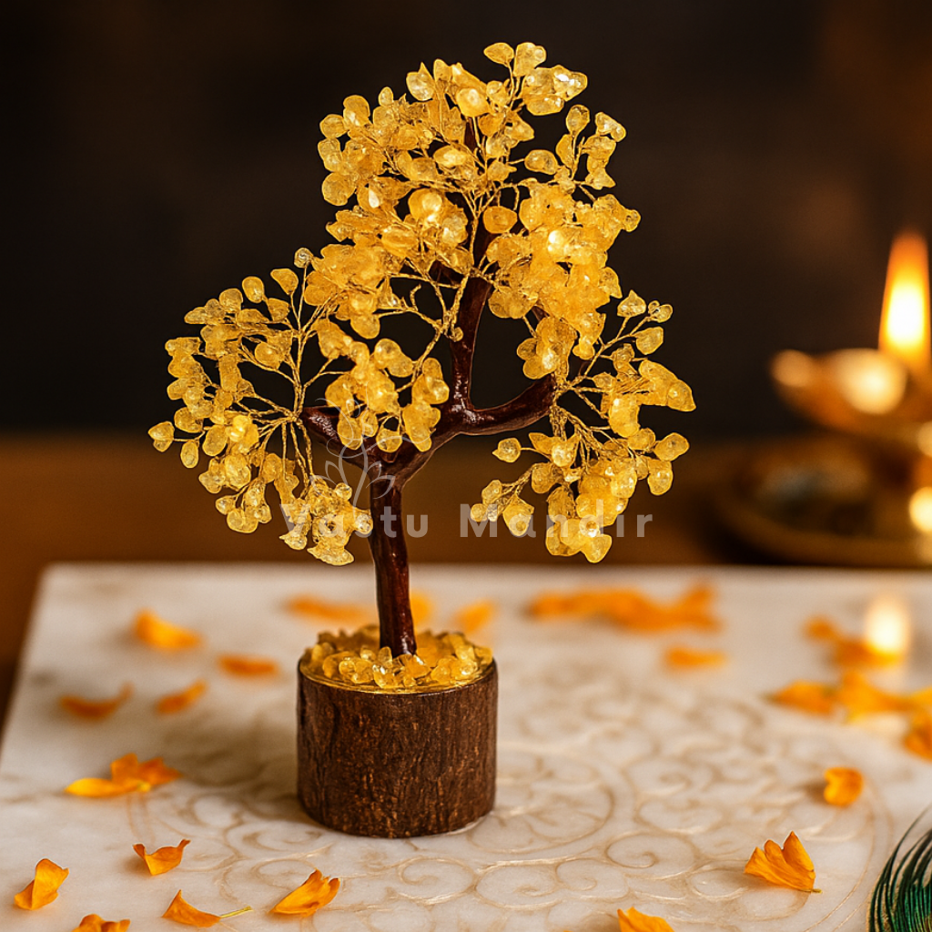 Large Citrine Vastu Tree on a textured surface with blurred background