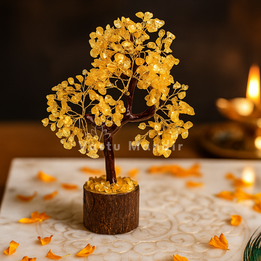 Natural Citrine Gemstone Vastu Tree (7-8 Inch) for Wealth Attraction, Financial Stability, and Opportunity | Money Stone Vastu Remedy By Vastu Mandir