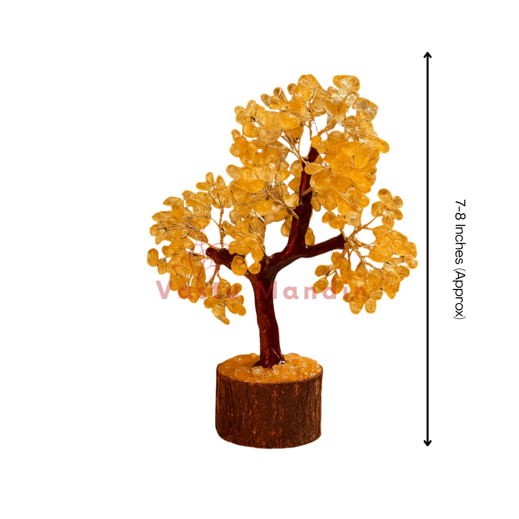 Natural Citrine Gemstone Vastu Tree (7-8 Inch) for Wealth Attraction, Financial Stability, and Opportunity | Money Stone Vastu Remedy By Vastu Mandir