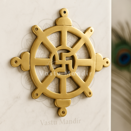 Premium 100% Pure Brass Chakra Satiya Spiritual Helix for West Direction for Vastu Positive Energy of Main Door Entrance, Kitchen, Bedroom, Office for Vastu Dosh by Vastu Mandir