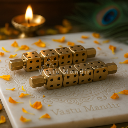 Brass Ramal Pass Dice for Divination — Professional Vastu, Astrology & Spiritual Consulting Set | Vastu Mandir