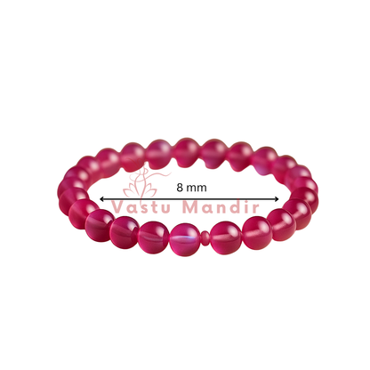 Aura Quartz Dark Pink Bracelet (8mm Beads) – Calm Confidence & Aura Protection | Vastu Mandir