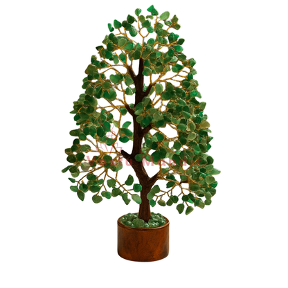 Large Green Aventurine Vastu Tree (10-11 Inch) with 300 beads on a white background