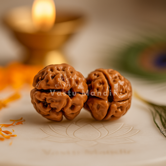 Authentic 2-Mukhi Rudraksha for Emotional Peace & Partnership — Vastu Mandir