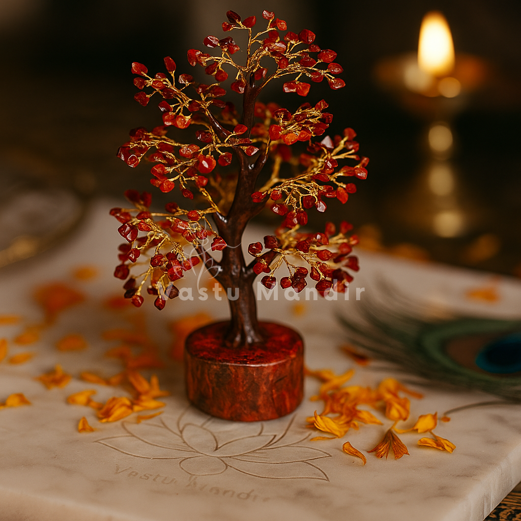 Premium 10-Inch Red Jasper Gemstone Tree – Relationship Stability, Courage, and South-West Vastu | Best Vastu Remedy for Marriage & Familial Peace By Vastu Mandir