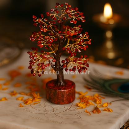 Premium 10-Inch Red Jasper Gemstone Tree – Relationship Stability, Courage, and South-West Vastu | Best Vastu Remedy for Marriage & Familial Peace By Vastu Mandir