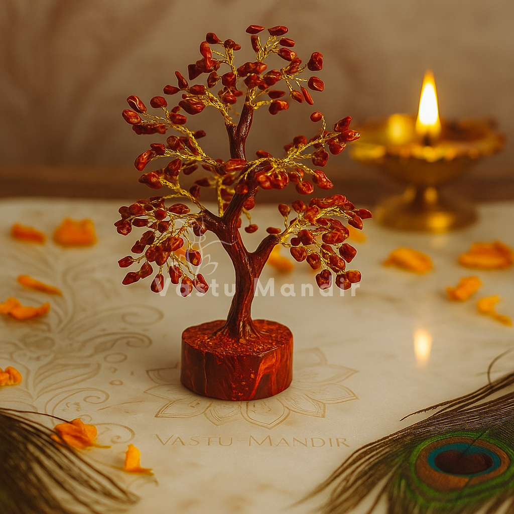 Premium 10-Inch Red Jasper Gemstone Tree – Relationship Stability, Courage, and South-West Vastu | Best Vastu Remedy for Marriage & Familial Peace By Vastu Mandir