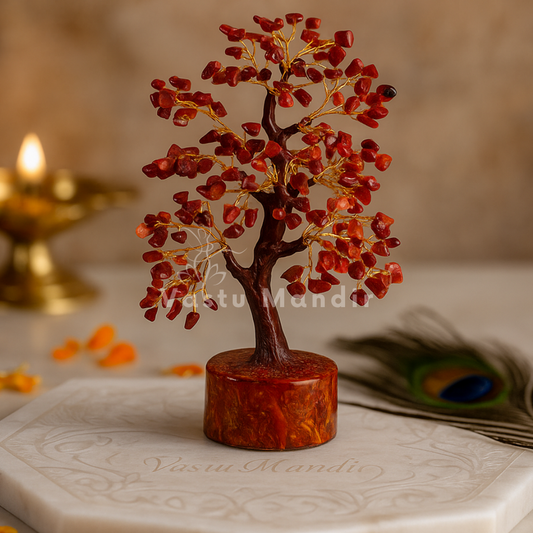 Premium Red Jasper Vastu Tree (600 Beads, 12 Inch) for Endurance, Deep Grounding, and Physical Vitality | Vastu Crystal Tree for Stability By Vastu Mandir