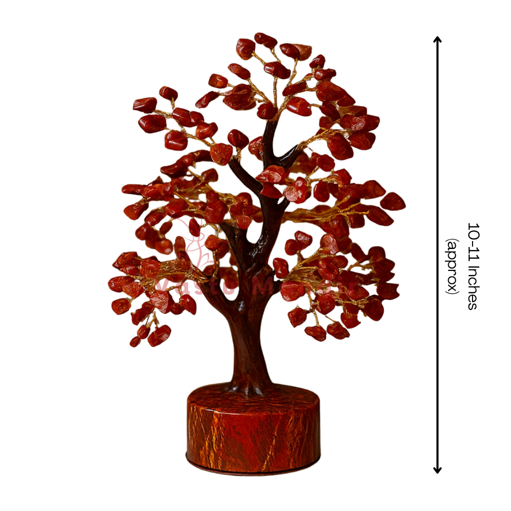 Premium 10-Inch Red Jasper Gemstone Tree – Relationship Stability, Courage, and South-West Vastu | Best Vastu Remedy for Marriage & Familial Peace By Vastu Mandir