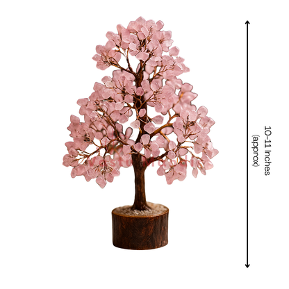 Rose Quartz Vastu Tree (10 Inch) for Love, Compassion, and Heart Healing | Vastu Crystal Tree for Relationship Harmony By Vastu Mandir