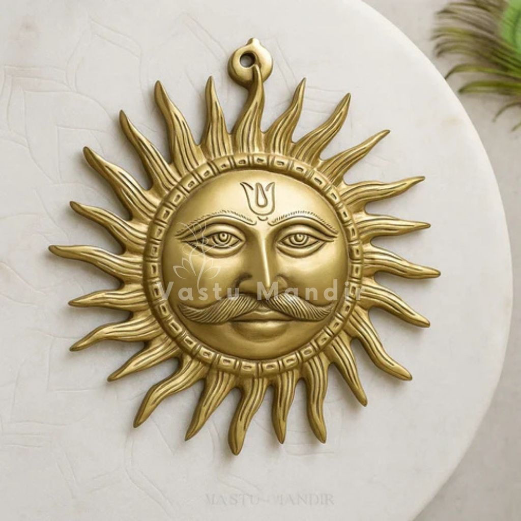 Big Sun (Surya Ji) 100% Pure Brass Statue Idol, Wall Decorative Showpiece for Home, Office and Gifting by Vastu Mandir