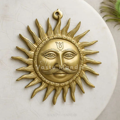 Big Sun (Surya Ji) 100% Pure Brass Statue Idol, Wall Decorative Showpiece for Home, Office and Gifting by Vastu Mandir