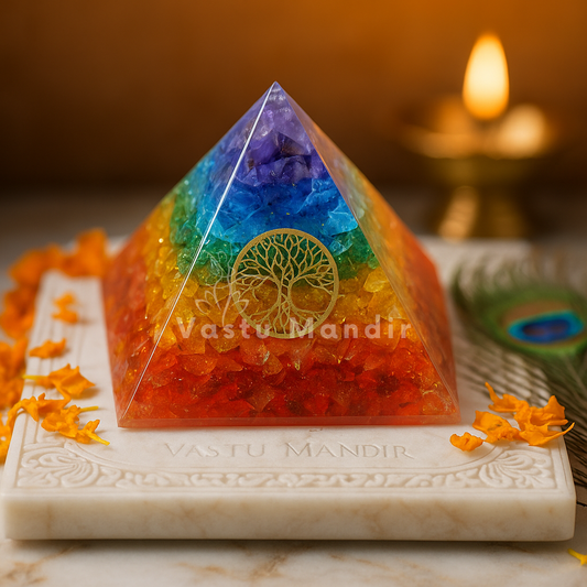 Orgonite Vastu tree containing 7 layers of crystals for Chakra alignment and North-East Vastu correction.


