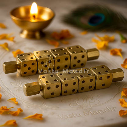 Brass Ramal Pass Dice for Divination — Professional Vastu, Astrology & Spiritual Consulting Set | Vastu Mandir