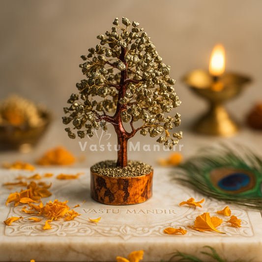 Tiger Eye Vastu Tree (10 Inch) for Courage, Focus, and Self-Confidence | Vastu Crystal Tree for Solar Plexus Chakra By Vastu Mandir