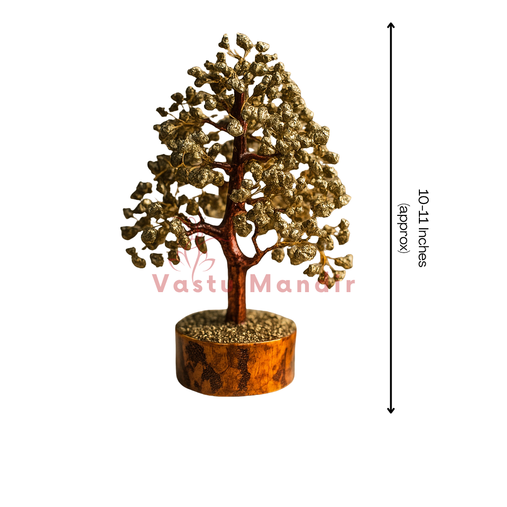 Tiger Eye Vastu Tree (10 Inch) for Courage, Focus, and Self-Confidence | Vastu Crystal Tree for Solar Plexus Chakra By Vastu Mandir