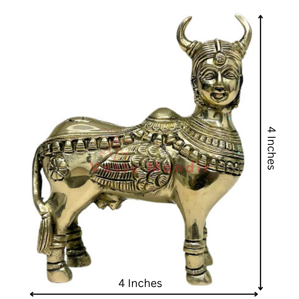 Kamdhenu Cow 100% Pure Brass Statue Idol Decorative Showpiece for Home, Office and Gifting by Vastu Mandir