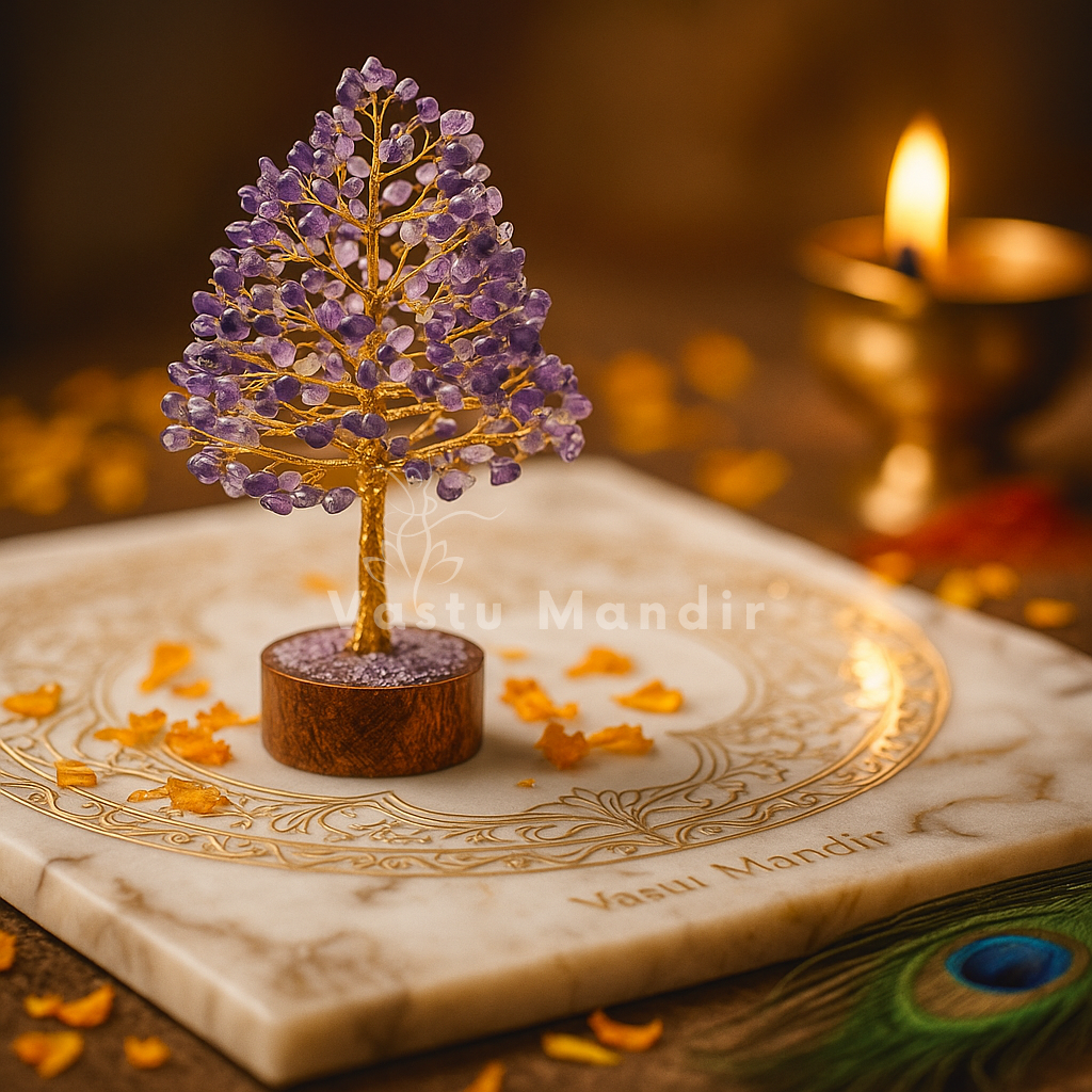 Premium Amethyst Vastu Tree (600 Beads, 12 Inch) for Stress Relief, Focus, and Supreme Clarity | Vastu Crystal Tree for North-East Zone By Vastu Mandir