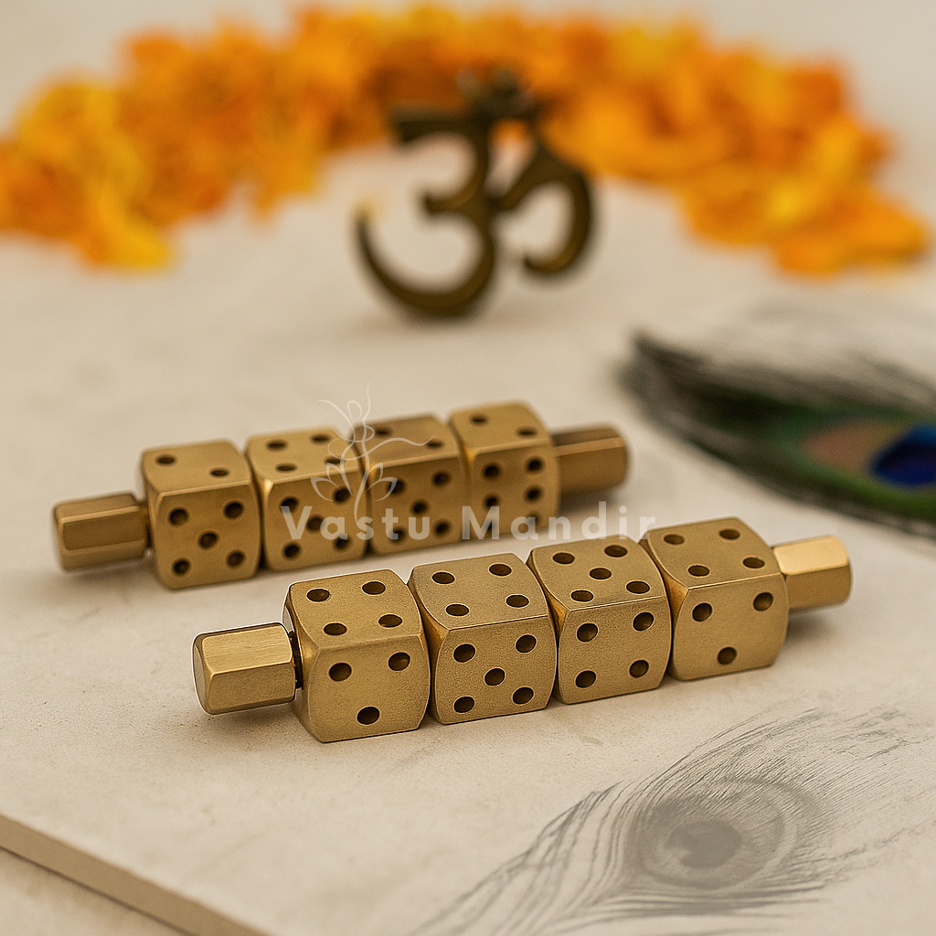 Brass Ramal Pass Dice for Divination — Professional Vastu, Astrology & Spiritual Consulting Set | Vastu Mandir
