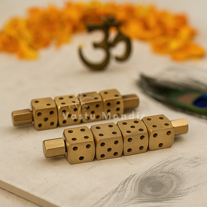 Brass Ramal Pass Dice for Divination — Professional Vastu, Astrology & Spiritual Consulting Set | Vastu Mandir