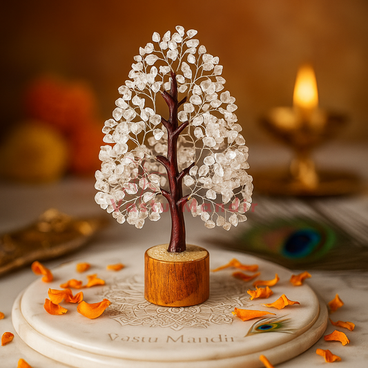 Premium Clear Quartz Vastu Tree (600 Beads, 12 Inch) for Energy Amplification, Clarity, and Purification | Vastu Crystal Tree for Intention Setting By Vastu Mandir
