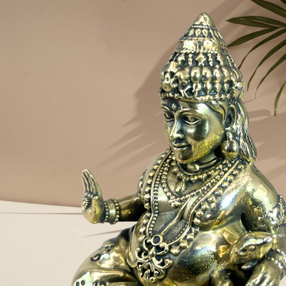 lord dhan kuber statue, brass kuber ji idol, vastu metal idols, kuber statue for home and office, home decoration items, vastu mandir idols, pure brass metal idols for positive energy